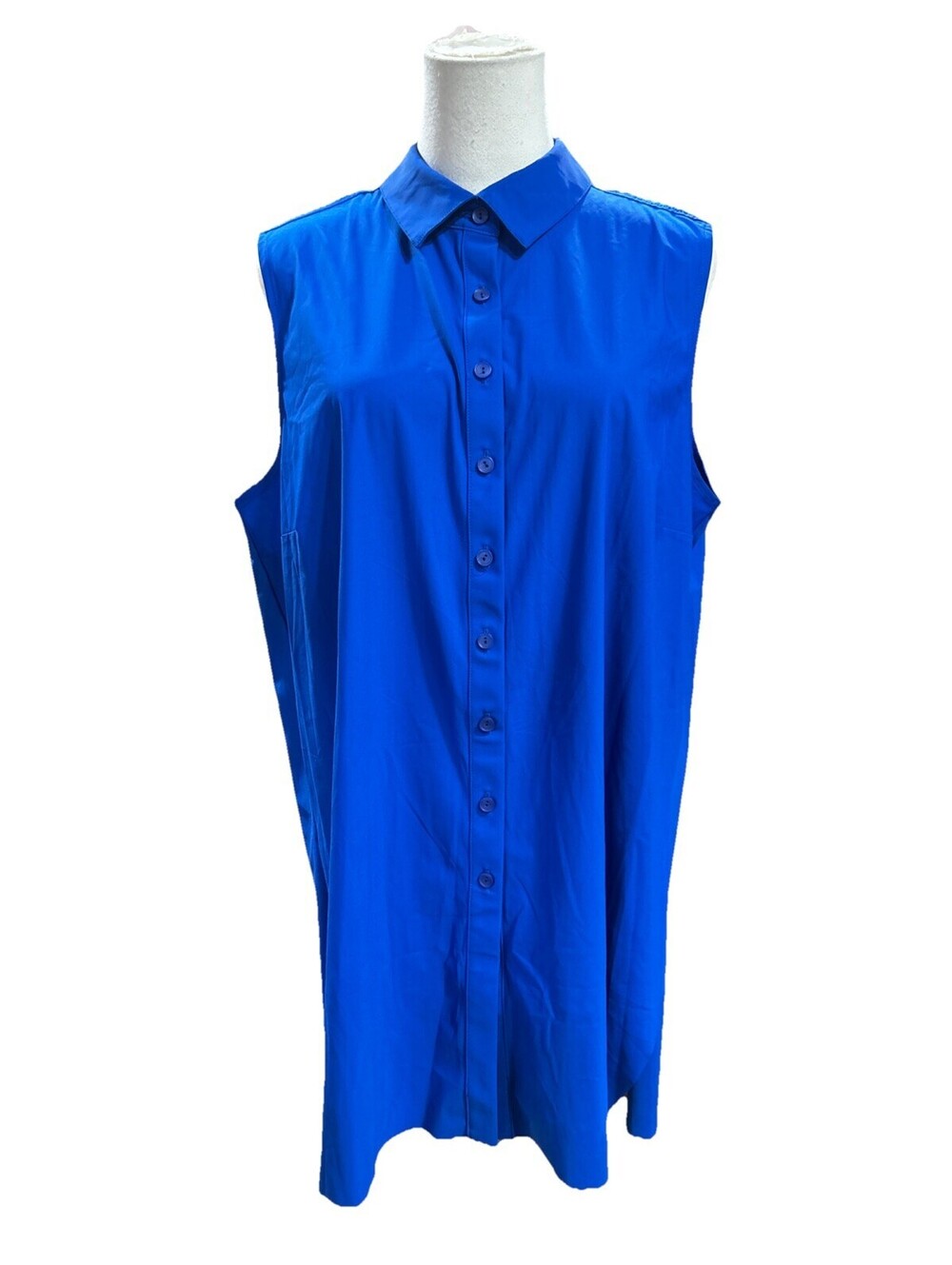 Alfani Women’s Tunic Blouse Top L Blue Cobalt Sea Deco Breeze Sleeveless